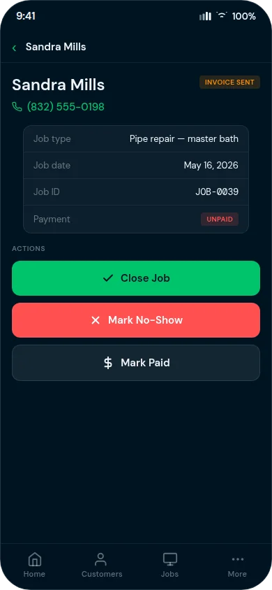 Business Hub record view with action buttons