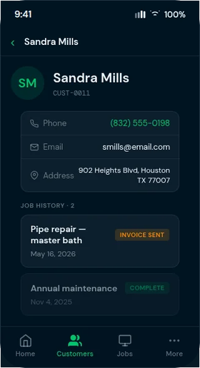 Business Hub customer record view